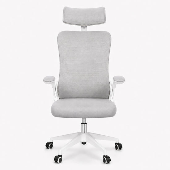 Silla gerencial MODAMOB, modelo Graphite, reposabrazos, Cabecera y respaldo de malla, piston de gas C3 120Kg, Color Blanco/gris