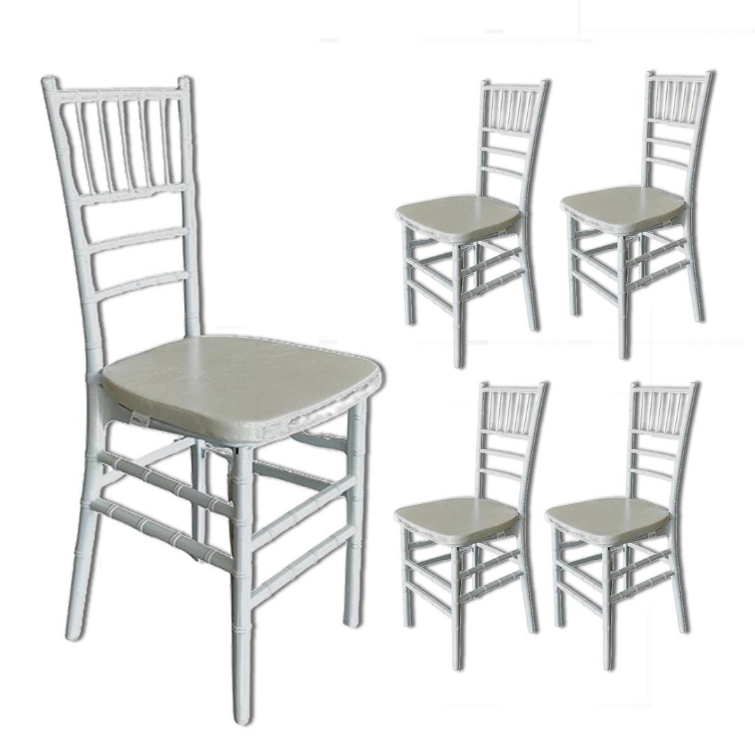 Paquete de 5 Sillas MODAMOB, modelo Tiffany, 161cm x 40cm x 46cm, 20 kg, incluye asiento acolchado, color perla