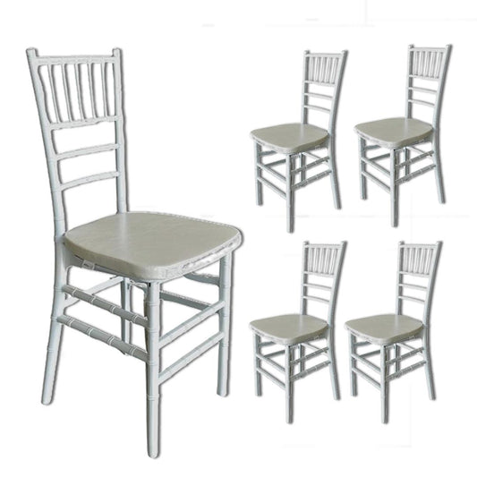 Paquete de 5 Sillas MODAMOB, modelo Tiffany, 161cm x 40cm x 46cm, 20 kg, incluye asiento acolchado, color perla