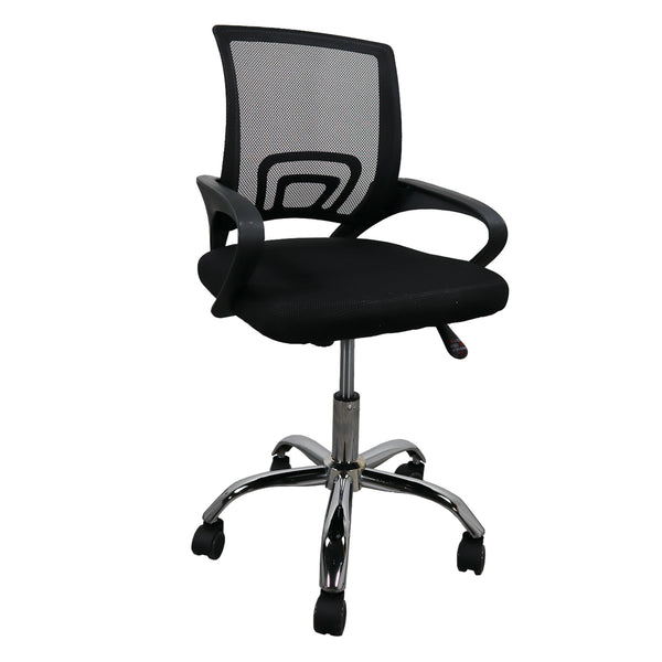 Silla gerencial MODAMOB, modelo EVEREST, respaldo de malla, reposabrazos, piston de gas C3 120Kg, base metalica con 5 ruedas, color negro