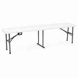 Banca plegable MODAMOB, largo 1.83mts, ancho 28cm, alto 43.5cm, tubo grosor 22mm, color blanco