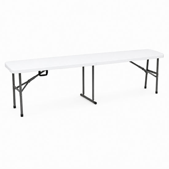 Banca plegable MODAMOB, largo 1.83mts, ancho 28cm, alto 43.5cm, tubo grosor 22mm, color blanco