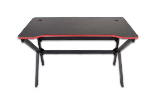 Escritorio Gamer MODAMOB, modelo CETUS, estructura metalica, 120x61x75cm, diseno vanguardista, color negro con rojo.