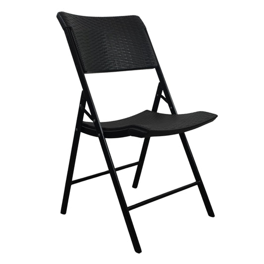 PACK de 6 Sillas Plegables MODAMOB, Modelo Bosc, Reforzadas, Plastico Con Terminado Tipo Mimbre Color Negro