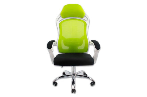Silla Gerencial MODAMOB, modelo ORION, Respaldo tipo Mesh, Piston De Gas C3 120kg, Base Metalica Con 5 Ruedas, Color verde con negro
