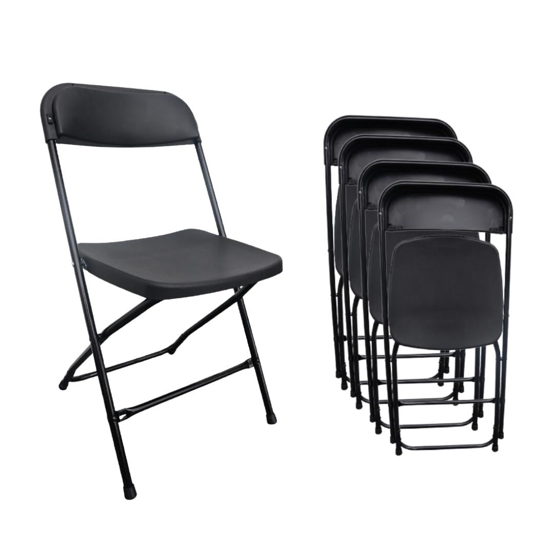 PACK 5 Sillas plegables MODAMOB RAVEN, Reforzadas, 47cmx45cmx82cm, tubo 19mm, negras, hasta 150kg