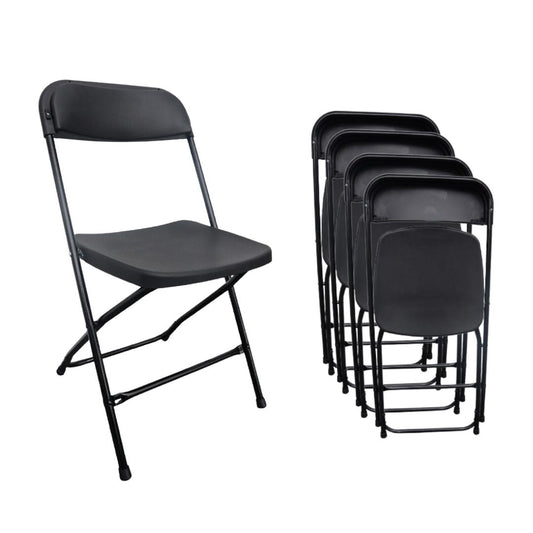 PACK 5 Sillas plegables MODAMOB RAVEN, Reforzadas, 47cmx45cmx82cm, tubo 19mm, negras, hasta 150kg