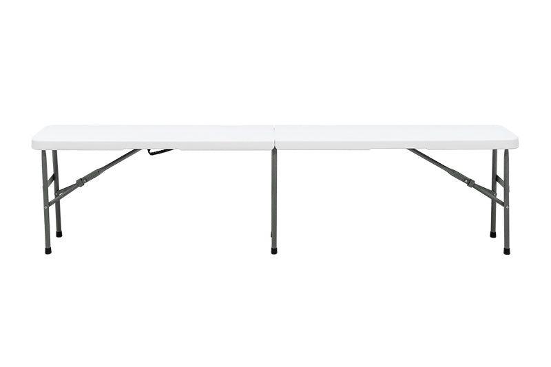 Banca plegable MODAMOB,  largo 1.83mts, ancho 28cm, alto 43.5cm, tubo grosor 22mm, empaque uso rudo, color blanco