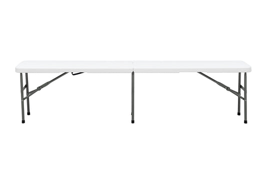 Banca plegable MODAMOB,  largo 1.83mts, ancho 28cm, alto 43.5cm, tubo grosor 22mm, empaque uso rudo, color blanco