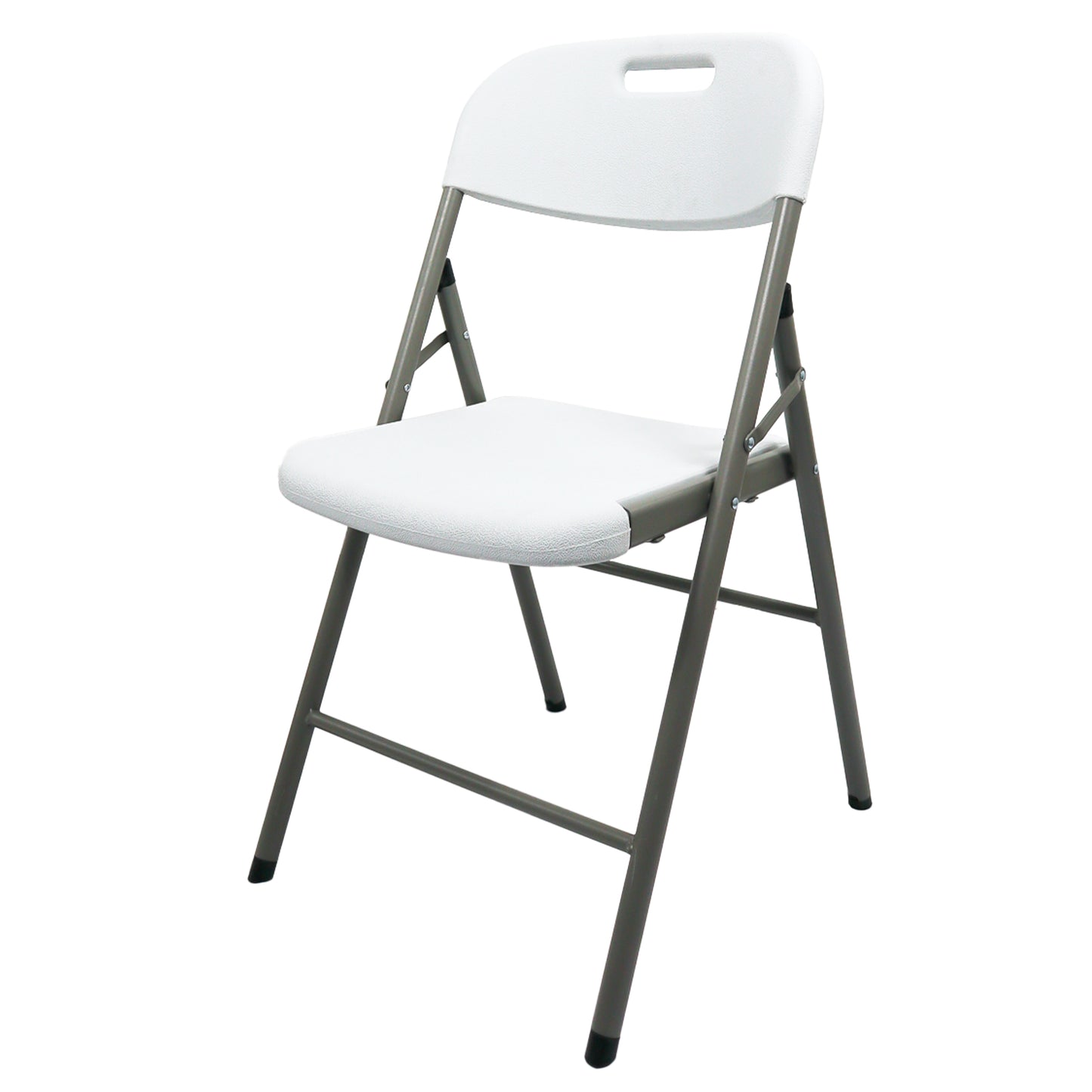 Silla Blanca Plegable Reforzada MODAMOB, 52cm largo, 47.5cm ancho, 85cm alto, diametro tubo 25mm