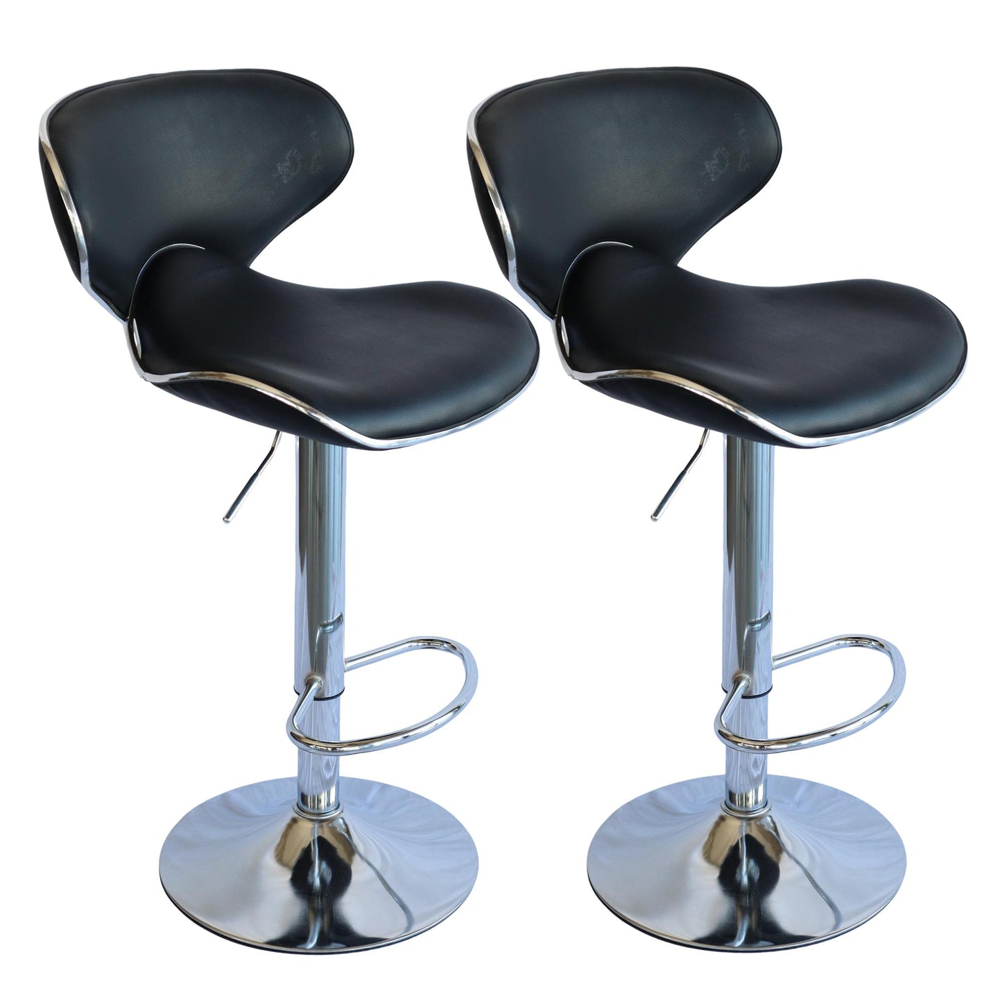 Banco para barra MODAMOB, modelo ONYX, base cromada, piston nivelacion altura, 2 piezas, color negro