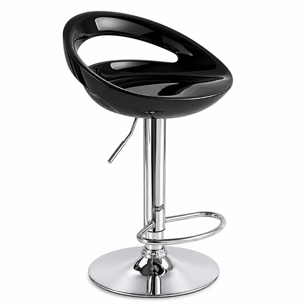 Banco para barra MODAMOB, modelo Obsidian, base cromada, piston nivelacion altura, color negro.
