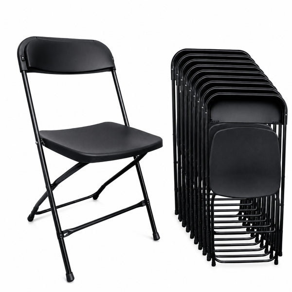 PACK de 10 Sillas plegables MODAMOB RAVEN, negras, Reforzadas, 47 x 45 x 82cm, tubo 19mm, calibre 18, hasta 120kg