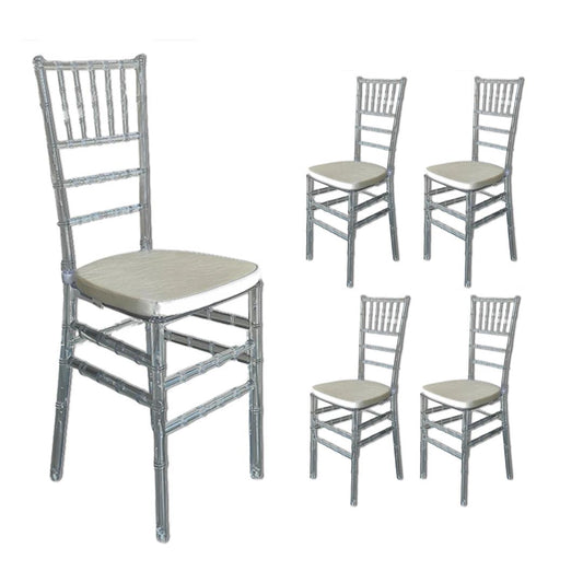 Paquete de 5 Sillas MODAMOB modelo Tiffany, 161cm x 40cm x 46cm, 25 kg, incluye asiento acolchado, color cristal