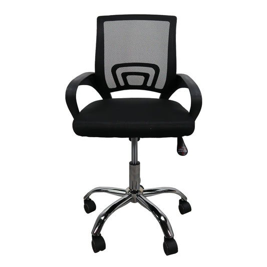 Silla de oficina MODAMOB, modelo EVEREST, respaldo de malla, reposabrazos, piston de gas C3 120Kg, base metalica con 5 ruedas, color negro