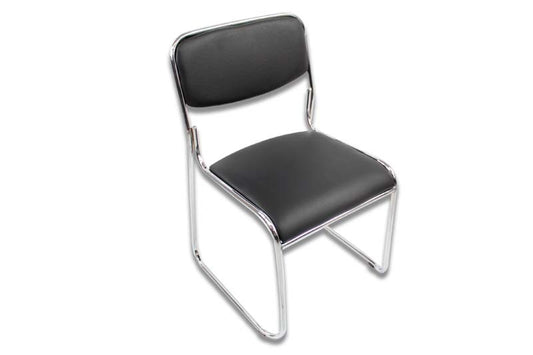 Silla de visita MODAMOB modelo CORVUS, asiento y respaldo de vinipiel, base de tubo cromado, color negro.