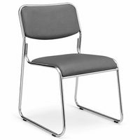 Silla de visita MODAMOB modelo CORVUS, asiento y respaldo de vinipiel, base de tubo cromado, color negro.
