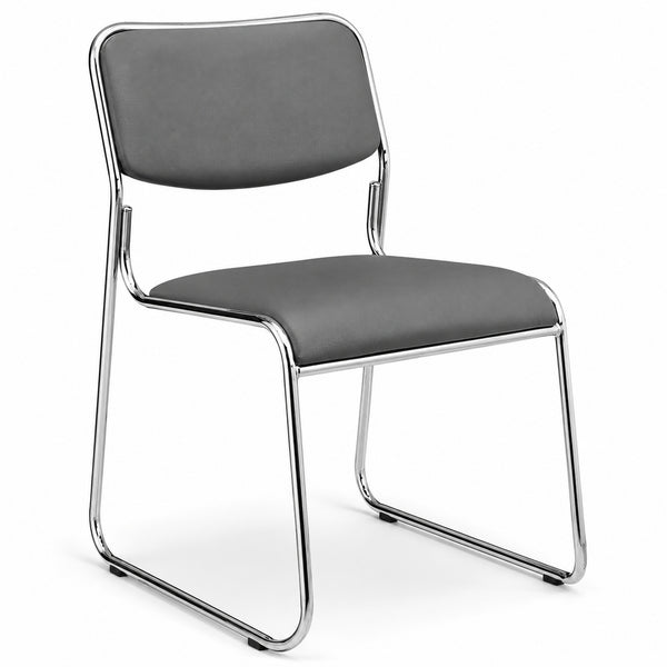 Silla de visita MODAMOB modelo CORVUS, asiento y respaldo de vinipiel, base de tubo cromado, color negro.