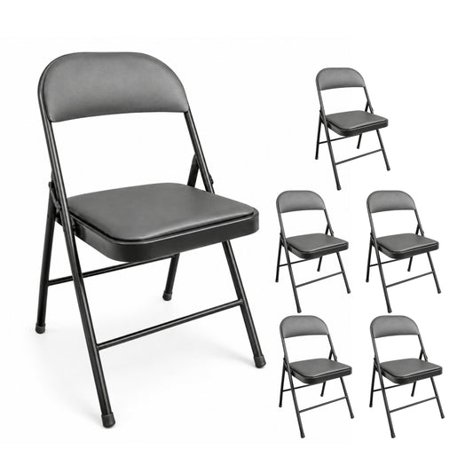 PAQUETE CON 6 Silla acojinada MODAMOB VC188 plegable, 45cmx 45cmx88cm, tubo 22mmx0.8mm, metalica, color negro, 120kg