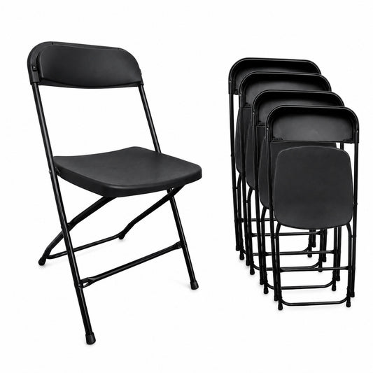 PACK 5 Sillas plegables MODAMOB RAVEN, Reforzadas, 47cmx45cmx82cm, tubo 19mm, negras, hasta 120kg