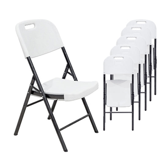 PACK de 6 Sillas Plegables MODAMOB FORZA, Color Blanco, Reforzadas, 52cm Largo, 47.5cm Ancho, 85cm Alto, Tubular 25mm, Calibre 18, soporta 140 kg