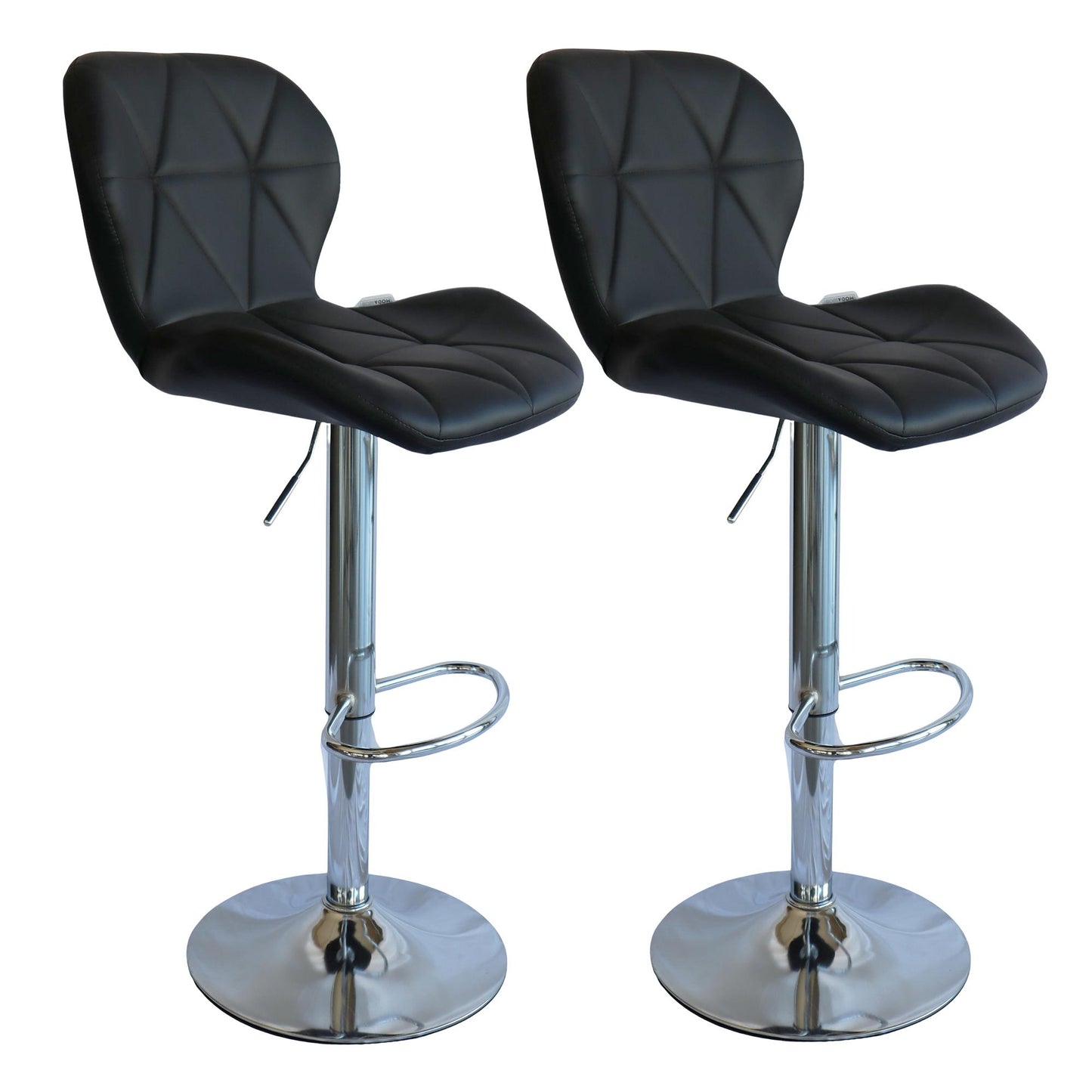 Bancos para barra MODAMOB, modelo LUNA, base cromada, piston nivelacion altura, 2 piezas, color negro