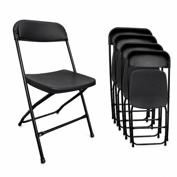PACK 5 Sillas plegables MODAMOB RAVEN, Reforzadas, 47cmx45cmx82cm, tubo 19mm, negras, hasta 120kg