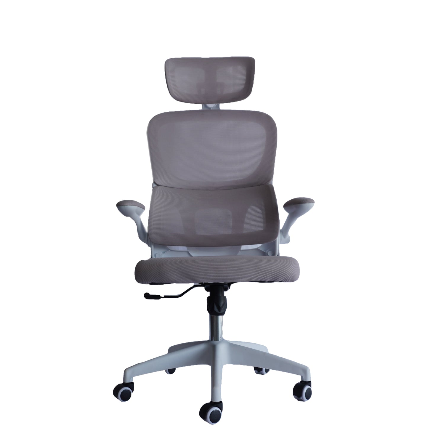 Silla Gerencial MODAMOB modelo Polar, Respaldo y Cabecera De Malla, Piston De Gas C3 120Kg, Reposabrazos, Soporte Lumbar, Color Gris.