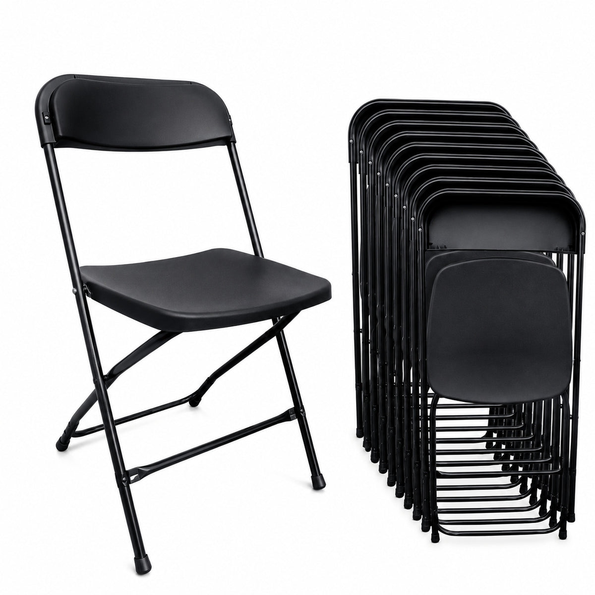 PACK de 10 Sillas plegables MODAMOB RAVEN, negras, Reforzadas, 47 x 45 x 82cm, tubo 19mm, calibre 18, hasta 120kg