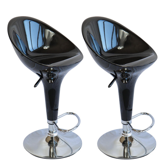 Bancos para barra MODAMOB, modelo LUMEN, base cromada, piston nivelacion altura, 2 piezas, color negro