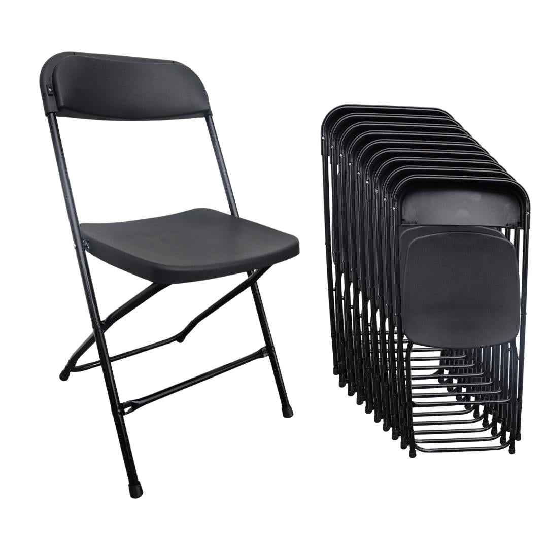 Caja de 10 Sillas plegables MODAMOB RAVEN, negras, Reforzadas, 47 x 45 x 82cm, tubo 19mm, hasta 120kg