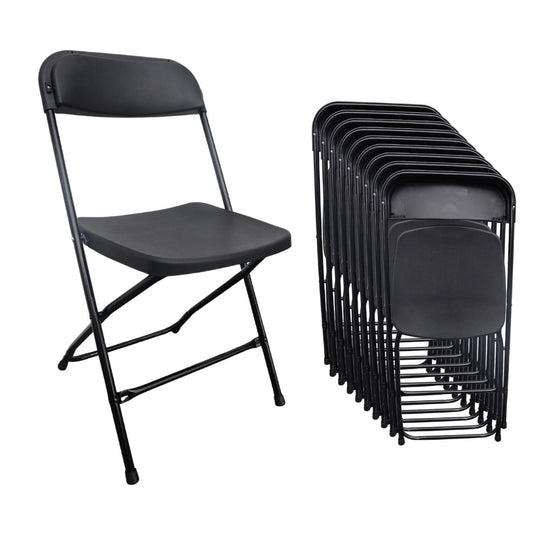 Caja de 10 Sillas plegables MODAMOB RAVEN, negras, Reforzadas, 47 x 45 x 82cm, tubo 19mm, hasta 120kg