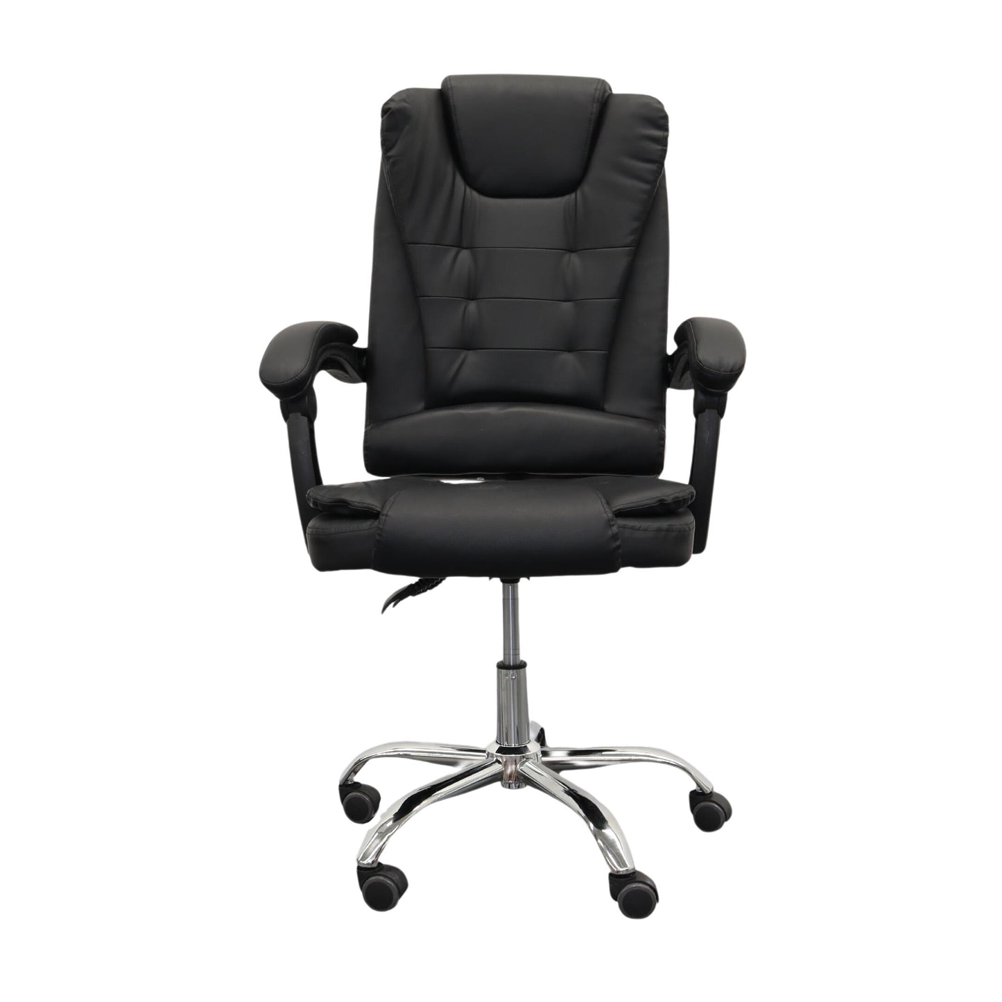 Silla Gerencial MODAMOB, modelo DRACO, forrada en vinipiel, piston de gas C3 120Kg, reposabrazos, base metalica con 5 ruedas, color negro