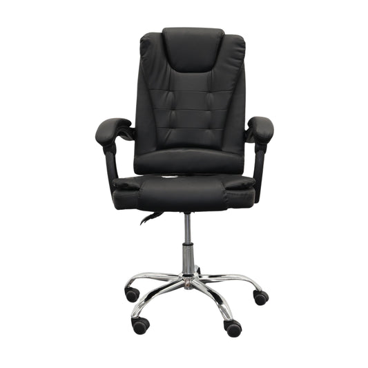 Silla Gerencial MODAMOB, modelo DRACO, forrada en vinipiel, piston de gas C3 120Kg, reposabrazos, base metalica con 5 ruedas, color negro