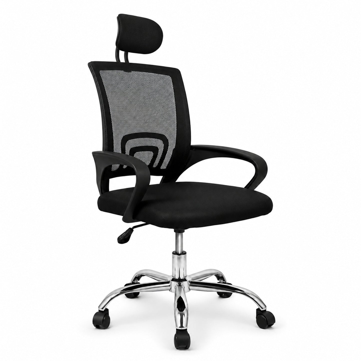 Silla gerencial MODAMOB, modelo LYRA,  reposabrazos, respaldo de malla, piston C3 120KG, base metalica con ruedas, color gris