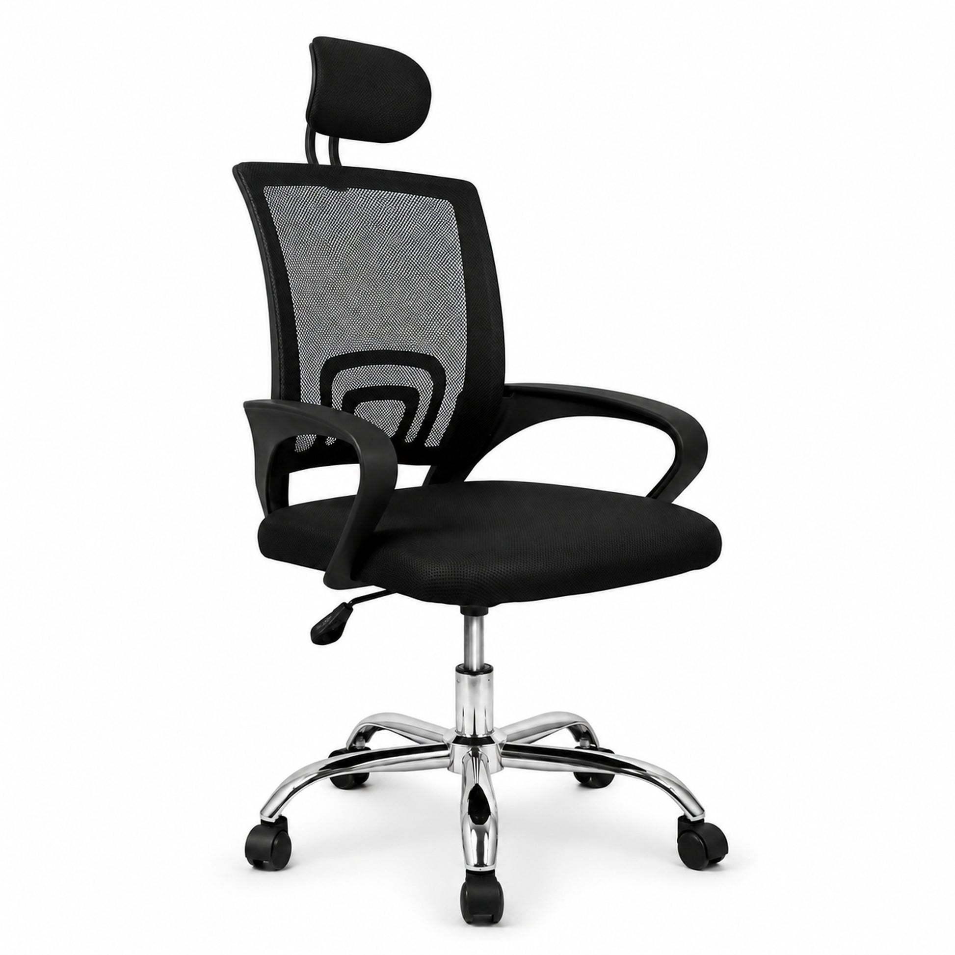 Silla gerencial MODAMOB, modelo LYRA,  reposabrazos, respaldo de malla, piston C3 120KG, base metalica con ruedas, color gris