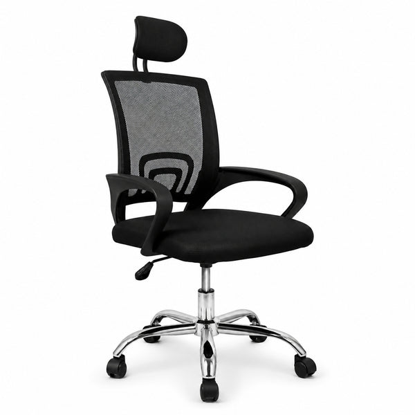 Silla gerencial MODAMOB, modelo LYRA,  reposabrazos, respaldo de malla, piston C3 120KG, base metalica con ruedas, color gris