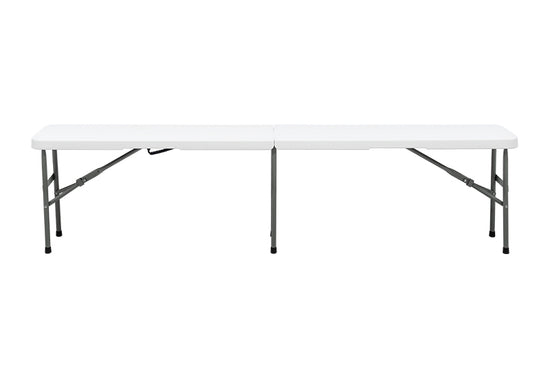 Banca plegable MODAMOB, largo 1.83mts, ancho 28cm, alto 43.5cm, tubo grosor 22mm, color blanco