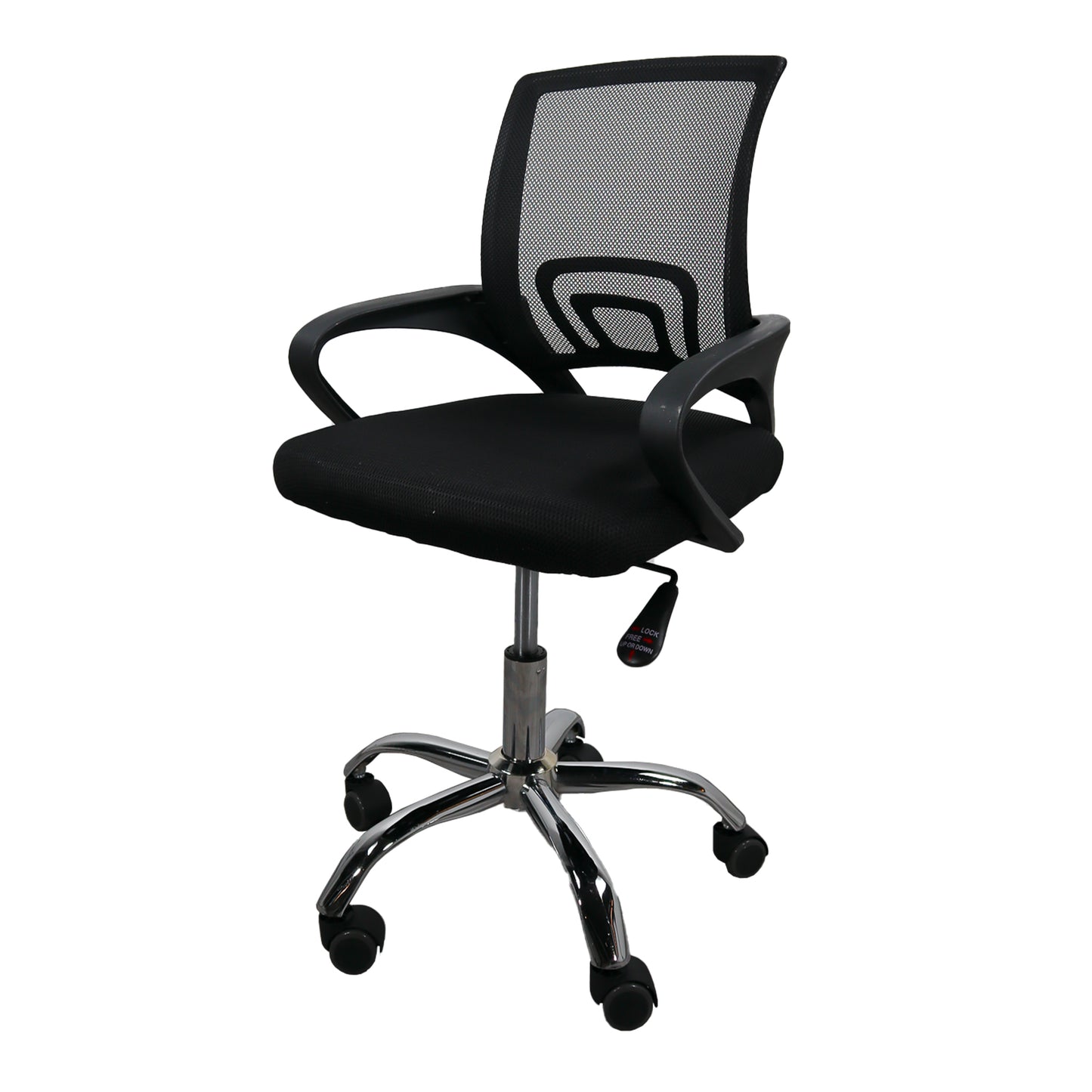 Silla gerencial MODAMOB, modelo EVEREST, respaldo de malla, reposabrazos, piston de gas C3 120Kg, base metalica con 5 ruedas, color negro