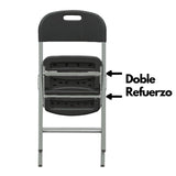 Silla MODAMOB, Modelo Titan Black, plegable reforzada, 52cm largo, 47.5cm ancho, 85cm alto, diametro tubo 25mm, color negro