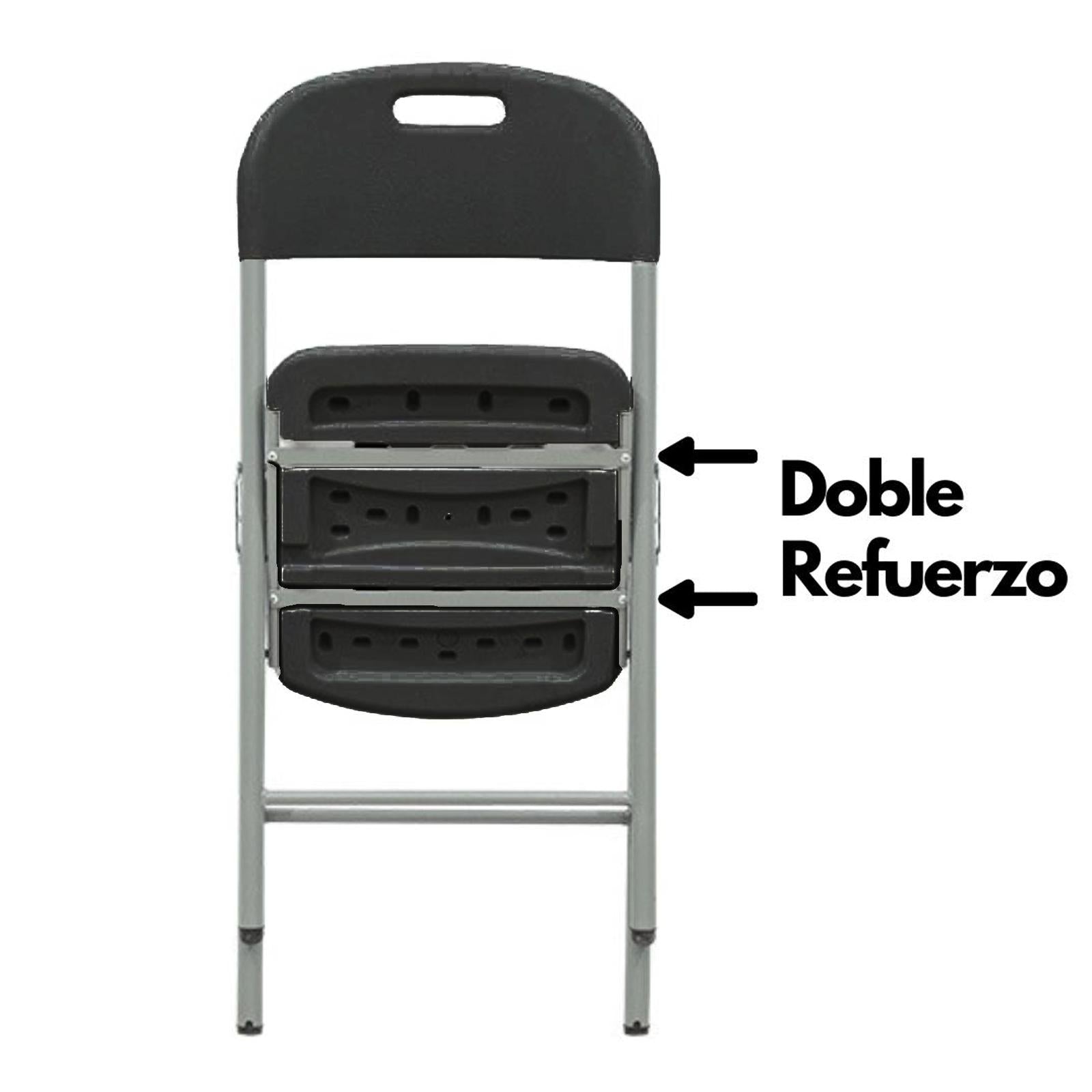 Silla MODAMOB, Modelo Titan Black, plegable reforzada, 52cm largo, 47.5cm ancho, 85cm alto, diametro tubo 25mm, color negro