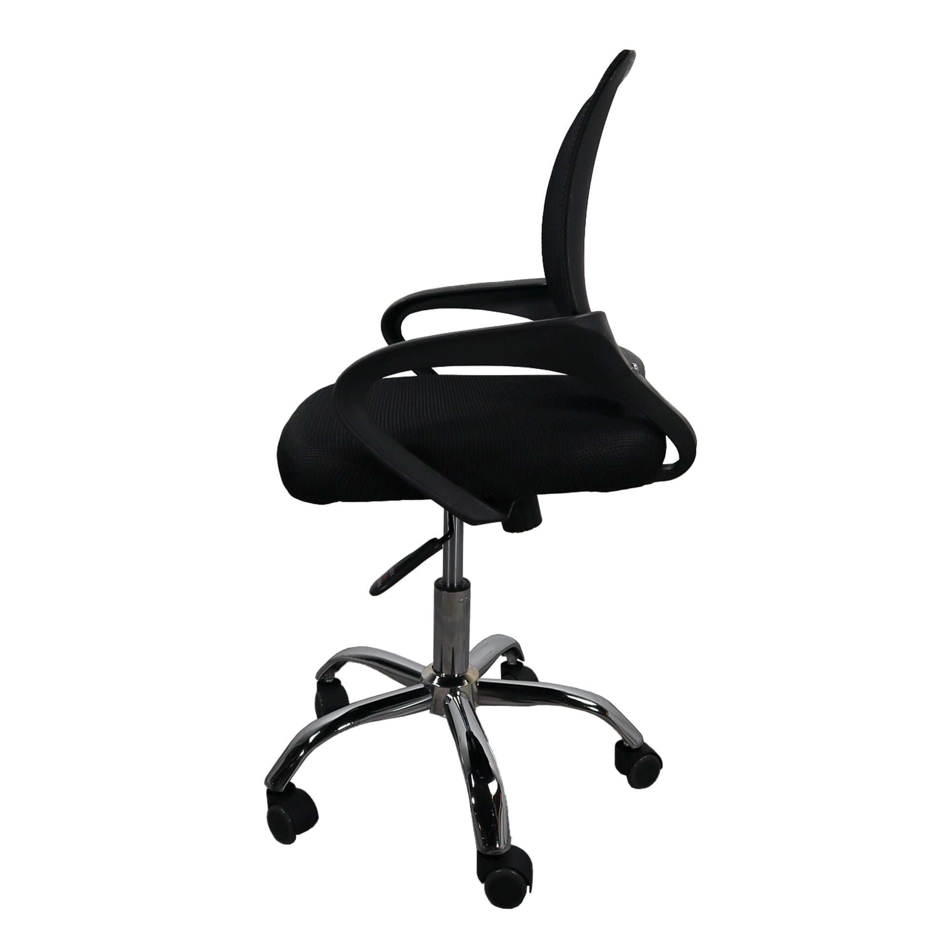 Silla gerencial MODAMOB, modelo EVEREST, respaldo de malla, reposabrazos, piston de gas C3 120Kg, base metalica con 5 ruedas, color negro