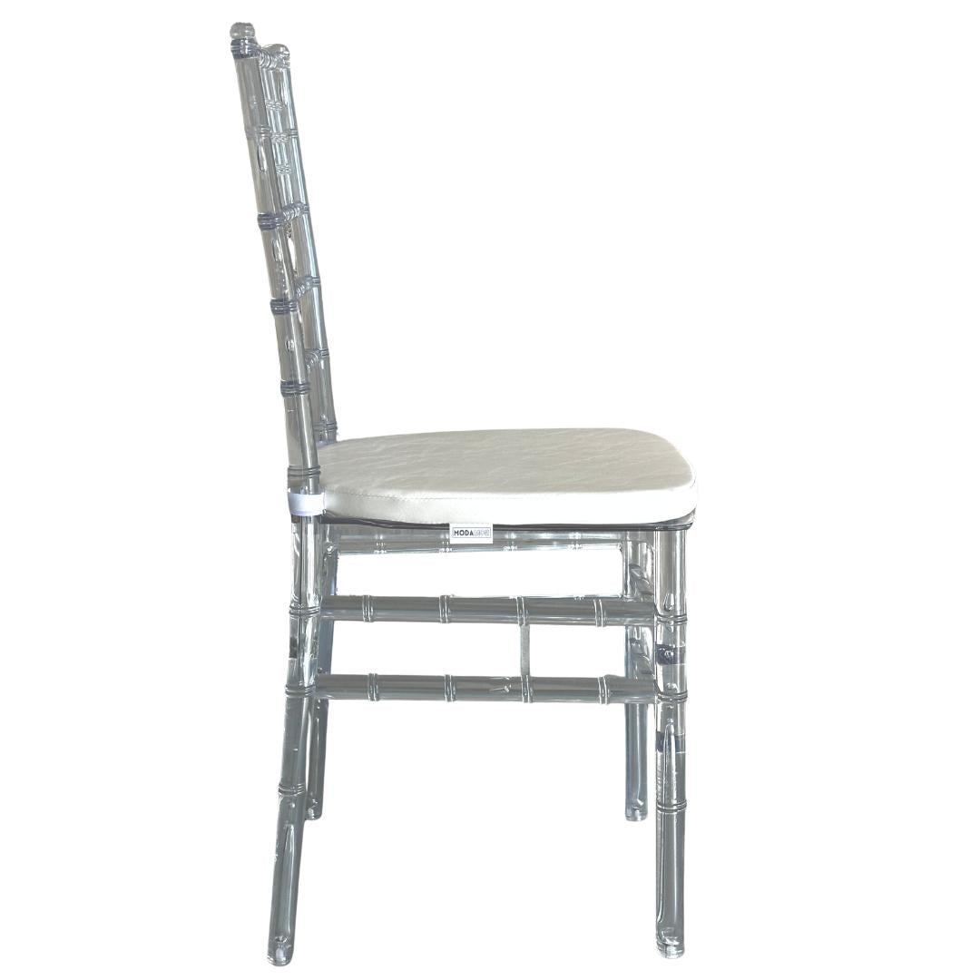 Silla MODAMOB modelo Tiffany, cristalina/transparente, 90 x 39.35 x 39.5cm, 4.35kg, incluye asiento acolchado