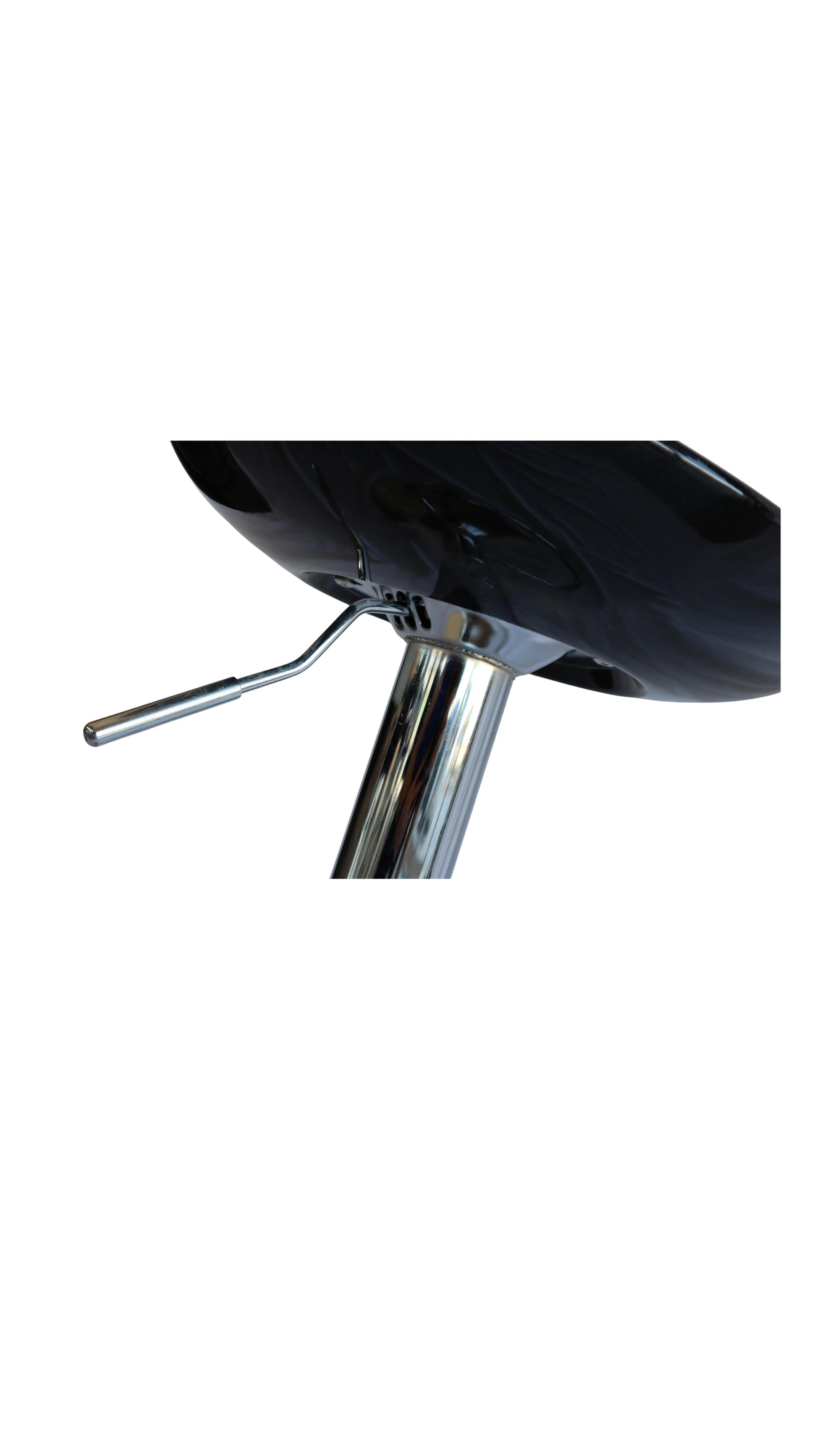 Banco para barra MODAMOB, modelo Obsidian, base cromada, piston nivelacion altura, color negro.
