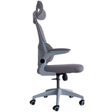 Silla Gerencial MODAMOB modelo Polar, Respaldo y Cabecera De Malla, Piston De Gas C3 120Kg, Reposabrazos, Soporte Lumbar, Color Gris.