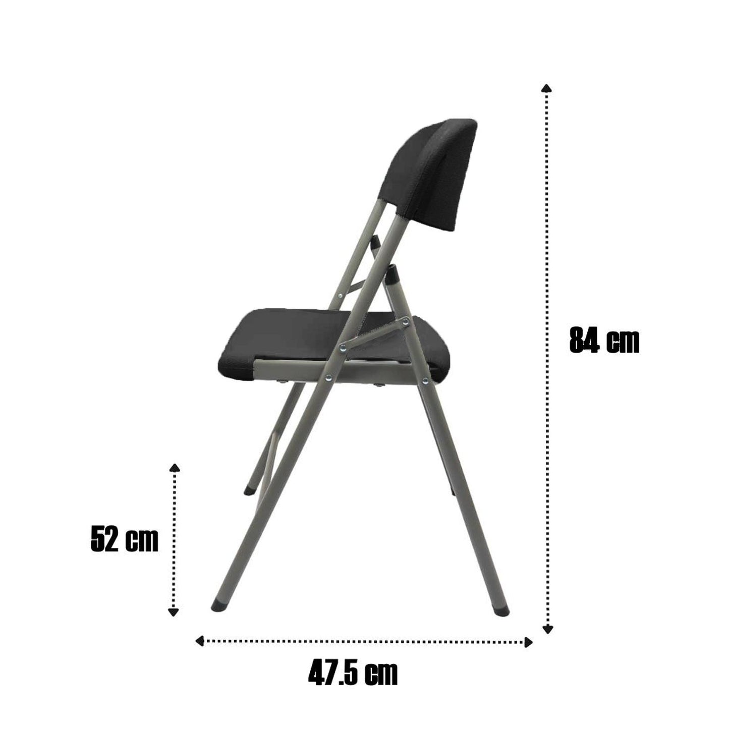 Silla MODAMOB, Modelo Titan Black, plegable reforzada, 52cm largo, 47.5cm ancho, 85cm alto, diametro tubo 25mm, color negro