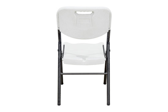 Silla MODAMOB Modelo Forza, plegable 57cm largo, 48cm ancho, 88cm altura, diametro tubo 25mm. Calibre 18, soporta 140 kg, Color Blanco