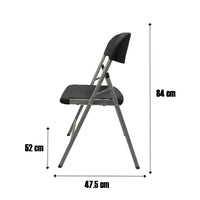 PACK de 6 Sillas Negras Plegables MODAMOB, Modelo Black Titan, reforzadas, 52cm largo, 47.5cm ancho, 85cm alto, diametro tubo 25mm, calibre 1mm