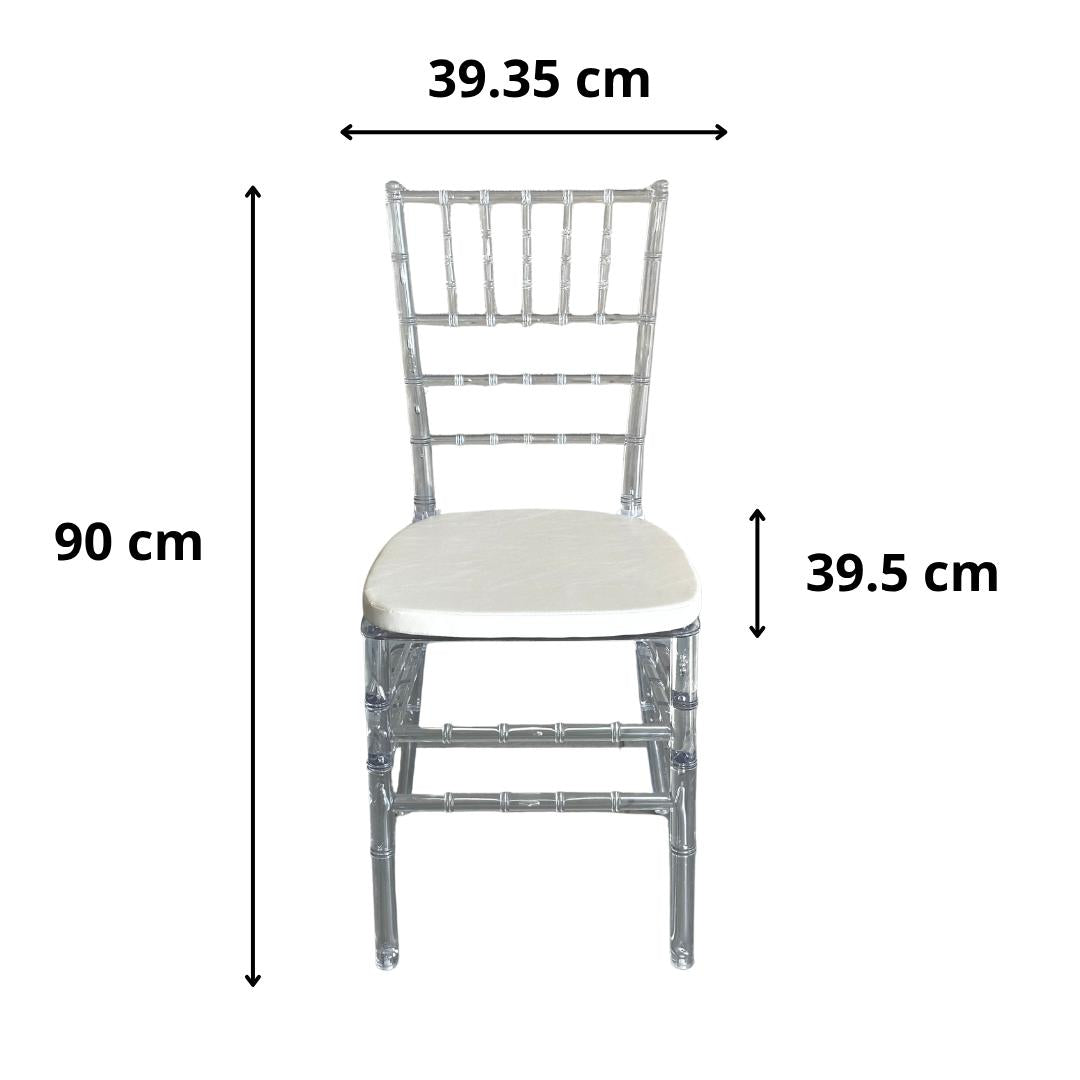 Silla MODAMOB modelo Tiffany, cristalina/transparente, 90 x 39.35 x 39.5cm, 4.35kg, incluye asiento acolchado