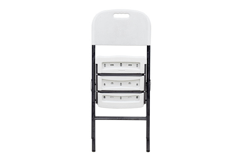 Silla MODAMOB Modelo Forza, plegable 57cm largo, 48cm ancho, 88cm altura, diametro tubo 25mm. Calibre 18, soporta 140 kg, Color Blanco